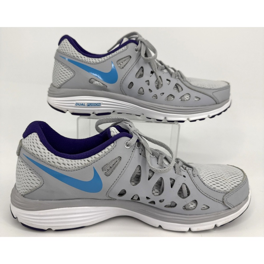 Nike Dual Fusion Run 2 Women's Running Shoes White Gray Blue Size 9 599564-010